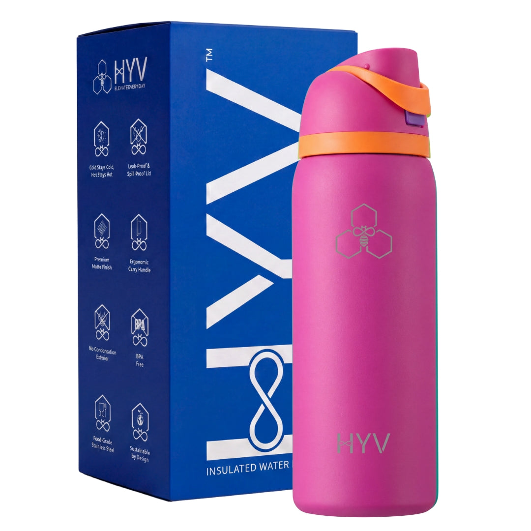 HYV DualFlow – Insulated Water Bottle with 2-in-1 Chug & Sipper Lid | 1 Litre, Leakproof HYV Healthtech Private Ltd