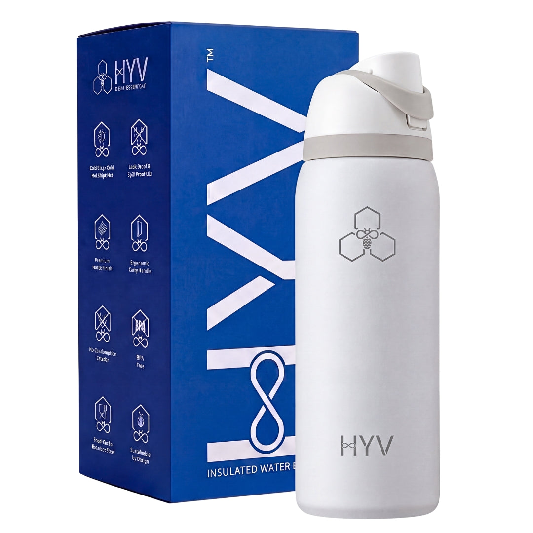 HYV DualFlow – Insulated Water Bottle with 2-in-1 Chug & Sipper Lid | 1 Litre, Leakproof HYV Healthtech Private Ltd