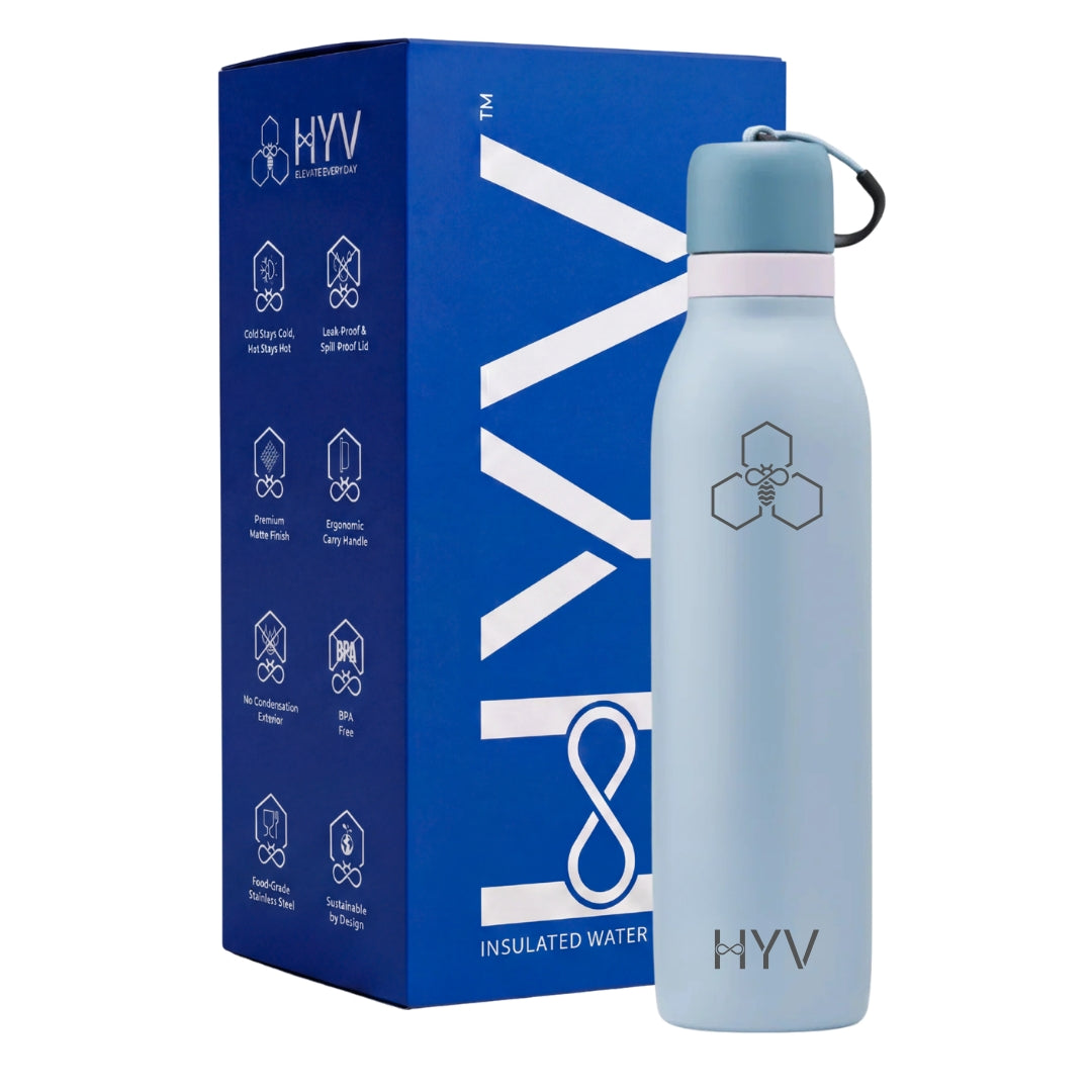 HYV DualFlow Slim – Insulated Water Bottle with 2-in-1 Chug & Sipper Lid | 750ml, Slim Cup-Holder Fit, Leakproof HYV Healthtech Private Ltd