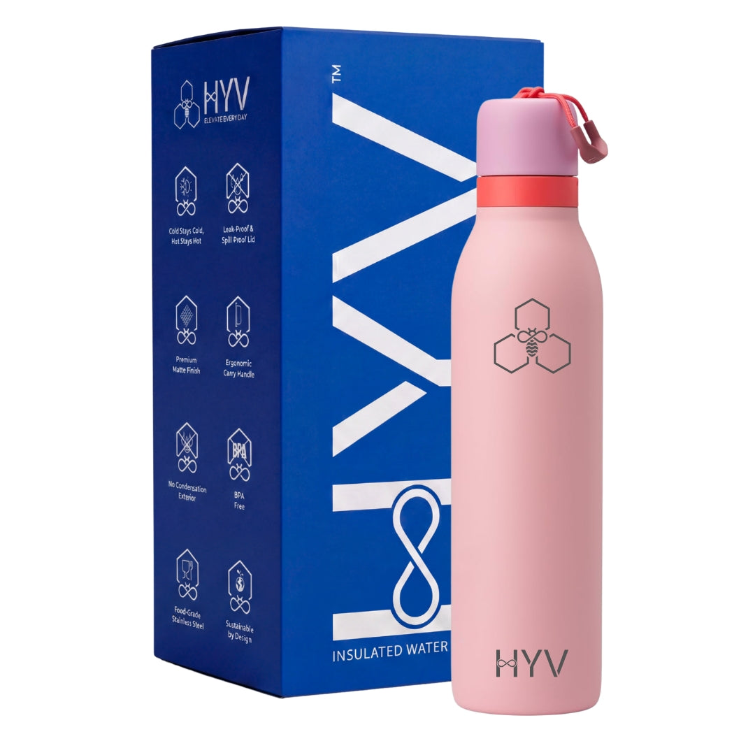 HYV DualFlow Slim – Insulated Water Bottle with 2-in-1 Chug & Sipper Lid | 750ml, Slim Cup-Holder Fit, Leakproof HYV Healthtech Private Ltd