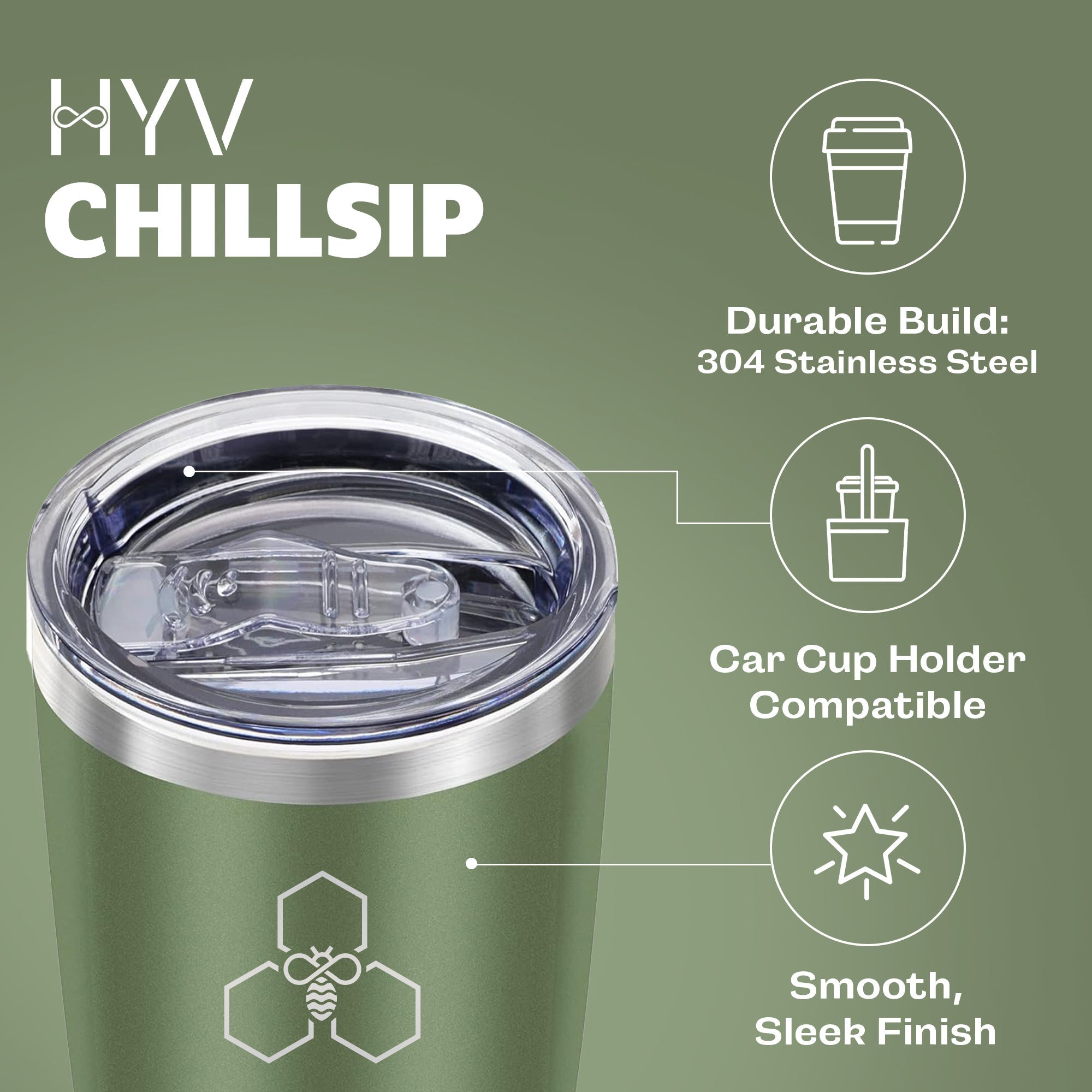 HYV ChillSip - Sleek Insulated Tumbler for Hot & Cold Drinks (590ml) - HYV