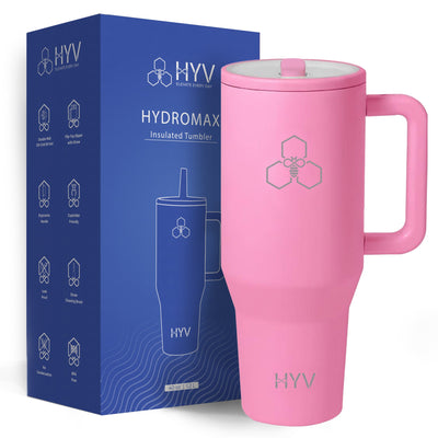 HYV HydroMax – 1.2L Insulated Tumbler with Straw Lid & Handle | Stanley-Style, Wide Body