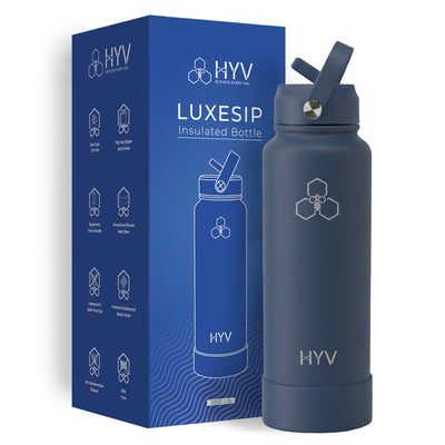 HYV LuxeSip – Premium Reusable Insulated Water Bottle with Sipper Cap | 1 Litre, BIS Certified