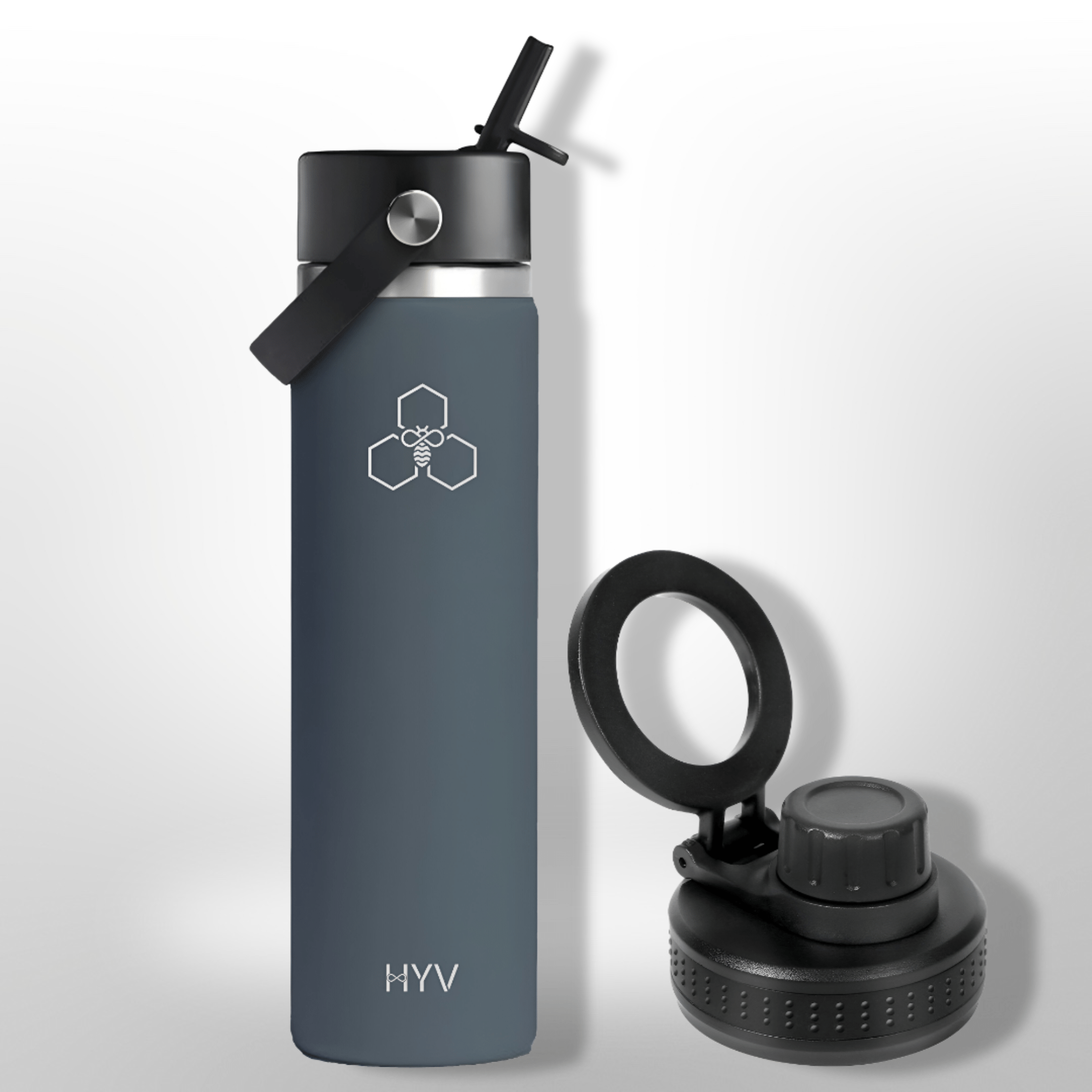 HYV MagFlex - Insulated Bottle with Magnetic Lid, Chug & Sipper Cap (710ml) - HYV