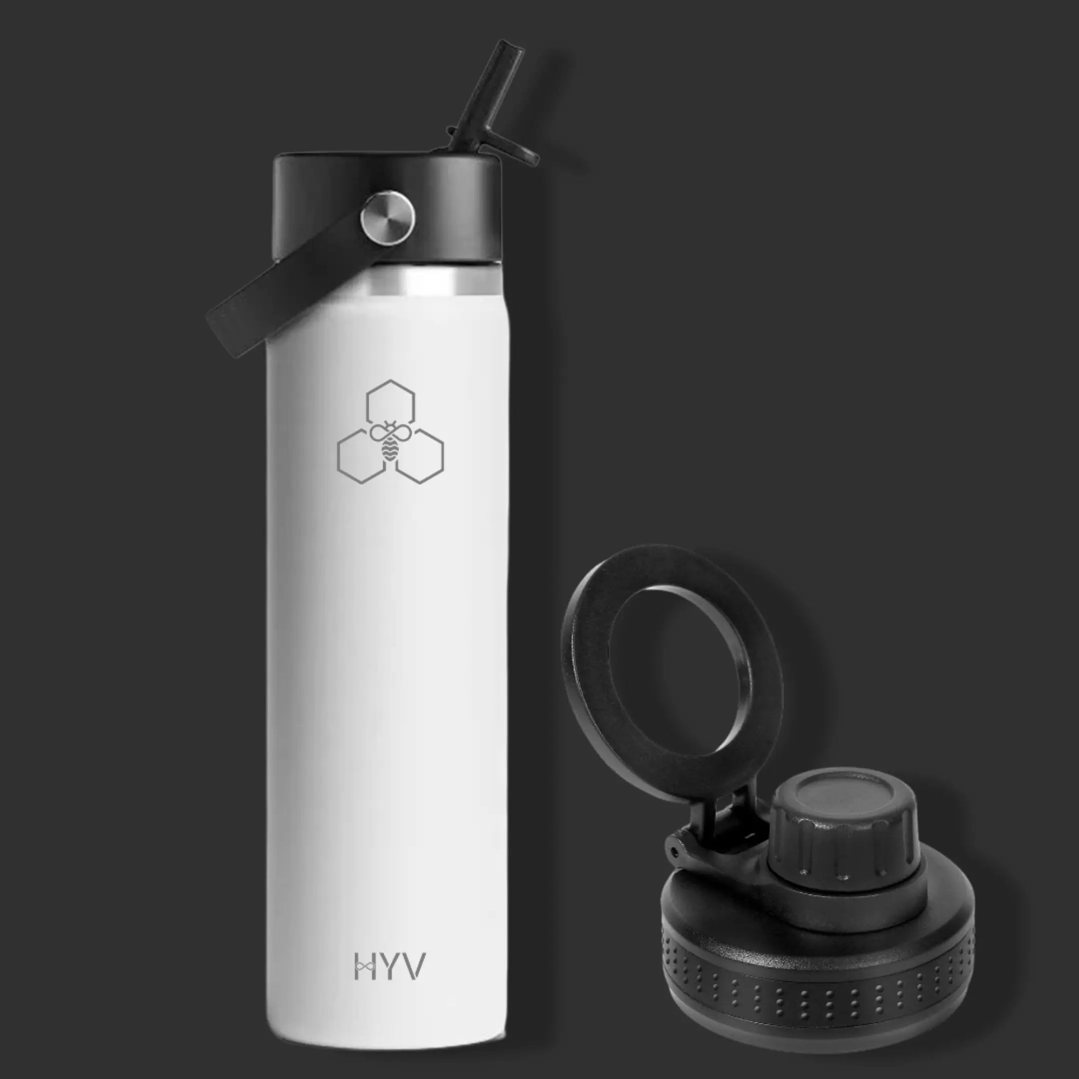 HYV MagFlex - Insulated Bottle with Magnetic Lid, Chug & Sipper Cap (710ml) - HYV