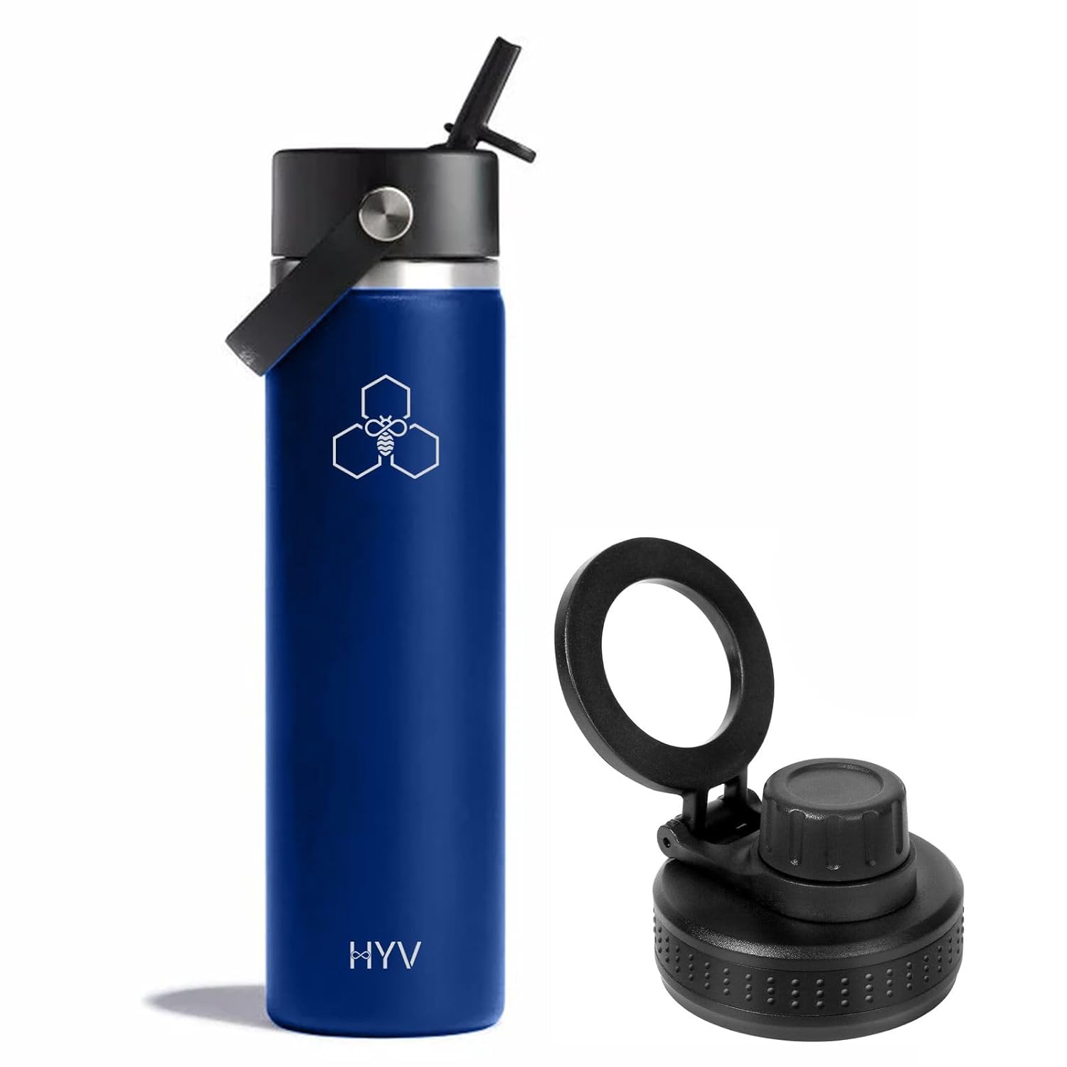 HYV MagFlex - Insulated Bottle with Magnetic Lid, Chug & Sipper Cap (710ml) - HYV