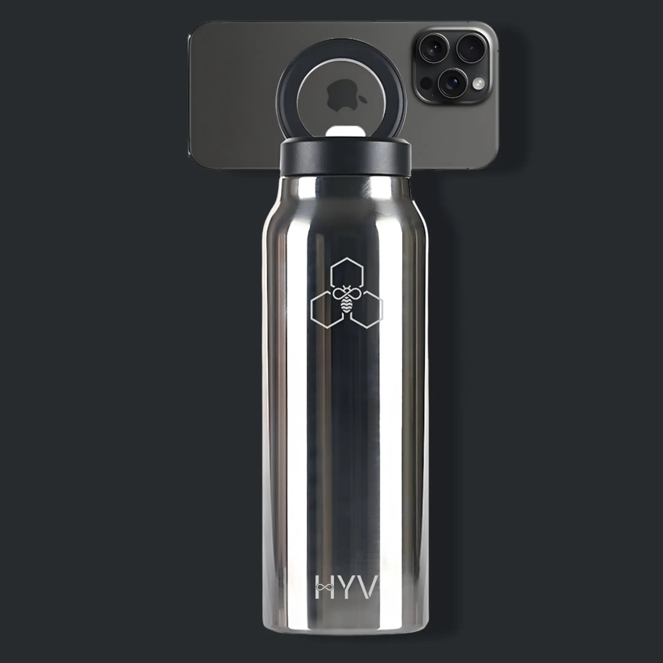 HYV SnapSip - Insulated Bottle with Magnetic Lid & Built - In Selfie Stick (710ml) - HYV