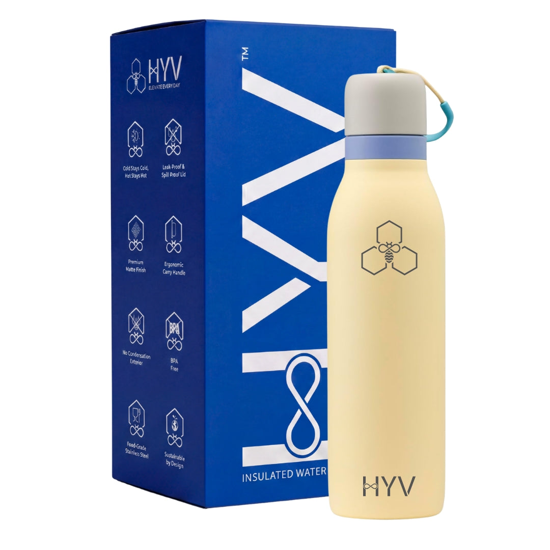 HYV DualFlow Slim – Insulated Water Bottle with 2-in-1 Chug & Sipper Lid | 750ml, Slim Cup-Holder Fit, Leakproof HYV Healthtech Private Ltd