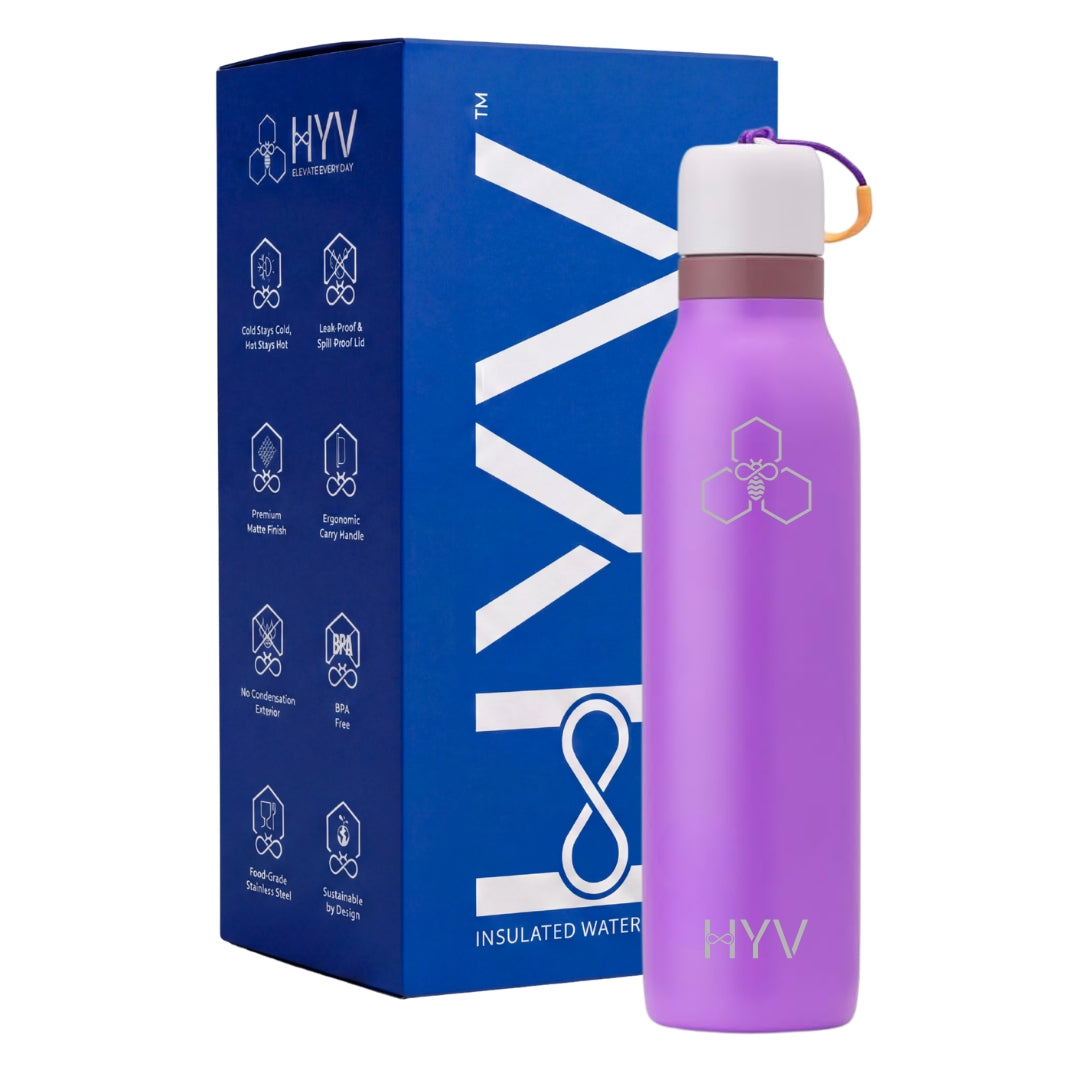 HYV DualFlow Slim – Insulated Water Bottle with 2-in-1 Chug & Sipper Lid | 750ml, Slim Cup-Holder Fit, Leakproof HYV Healthtech Private Ltd