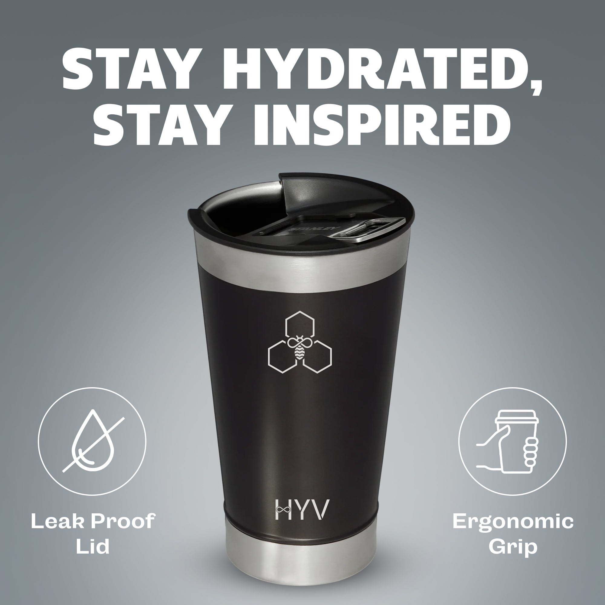 HYV OpenFlow - Insulated Tumbler with Built-In Bottle Opener (470ml)