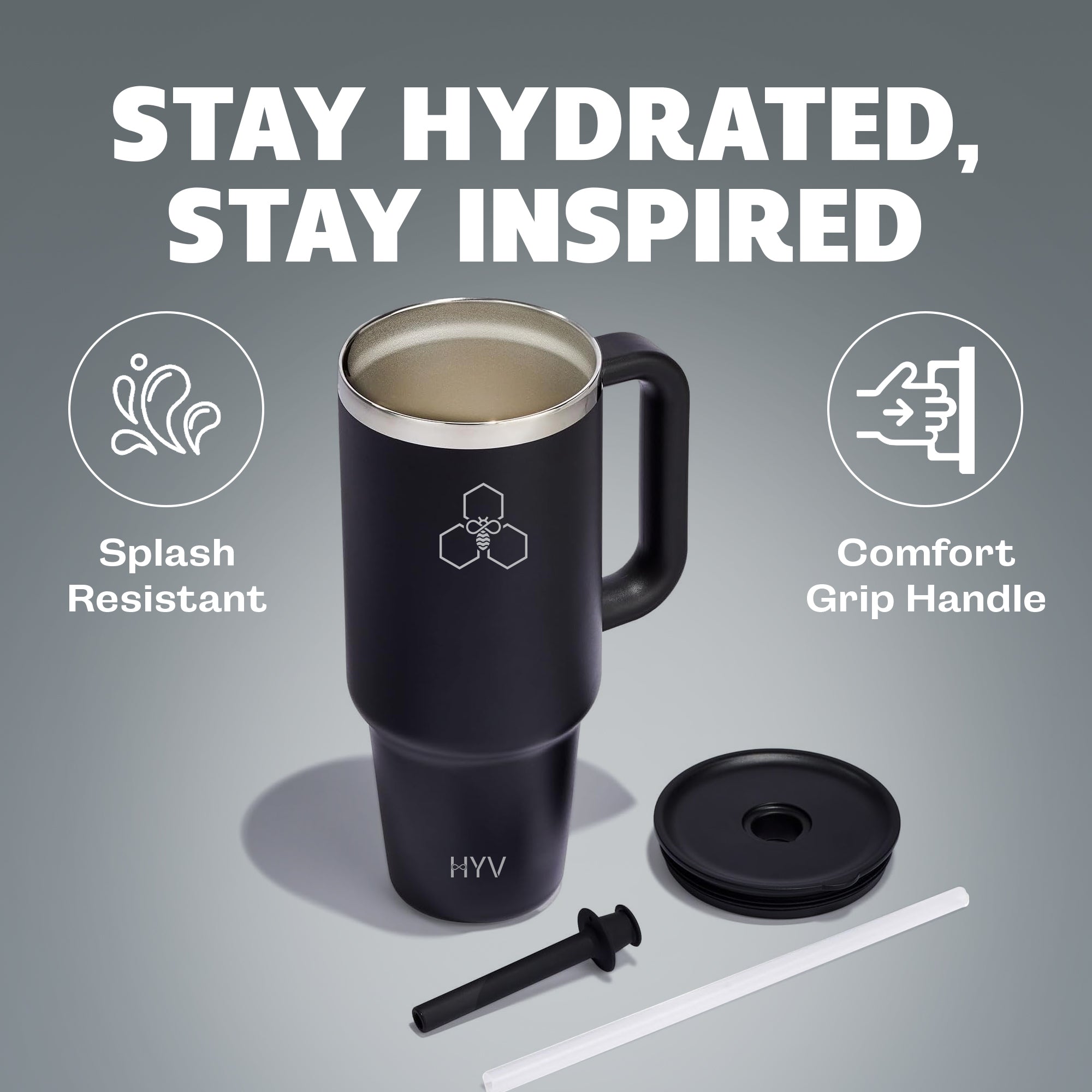 HYV HydroPro - Insulated Tumbler with Inbuilt Straw Lid (1200ml)