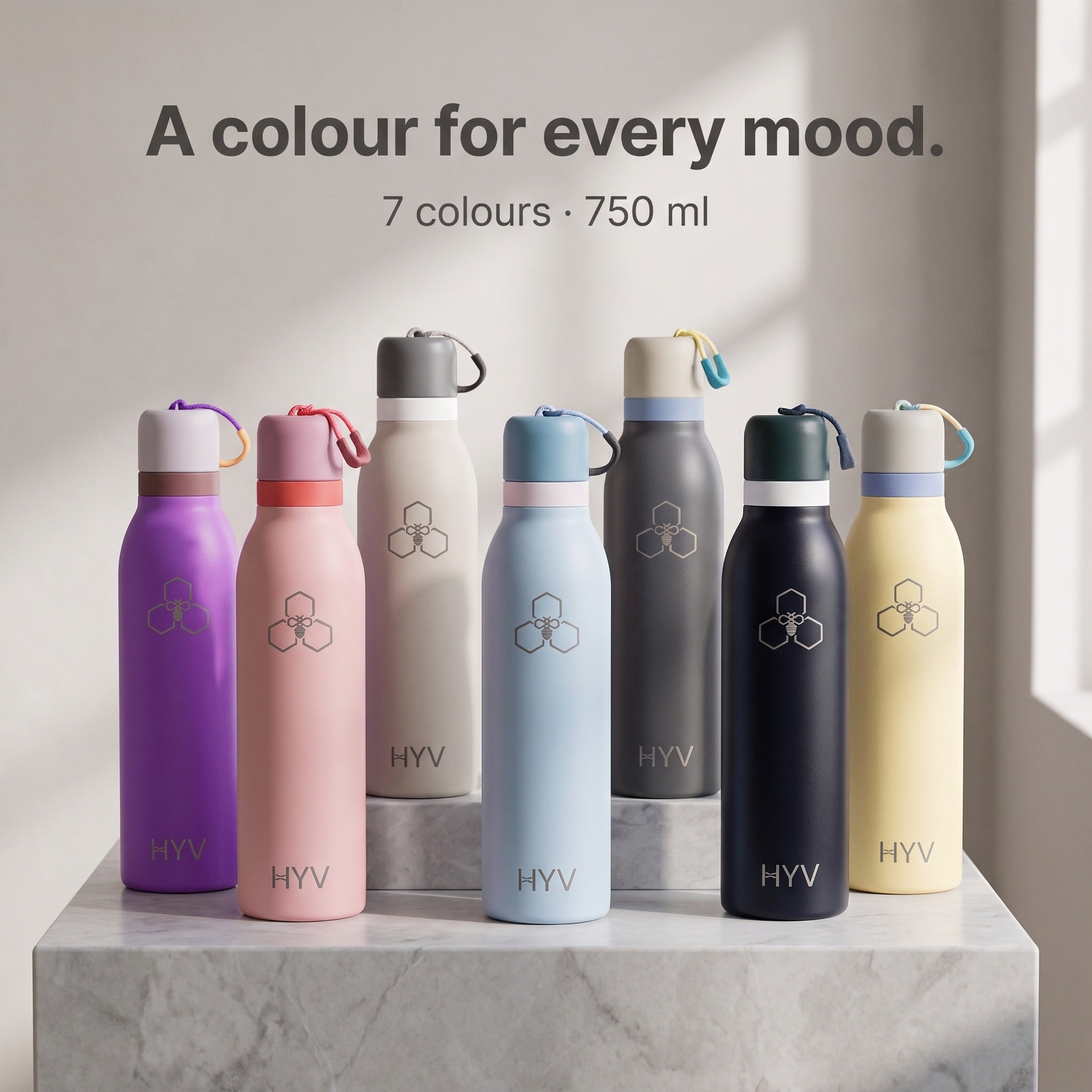 HYV DualFlow Slim – Insulated Water Bottle with 2-in-1 Chug & Sipper Lid | 750ml, Slim Cup-Holder Fit, Leakproof HYV Healthtech Private Ltd