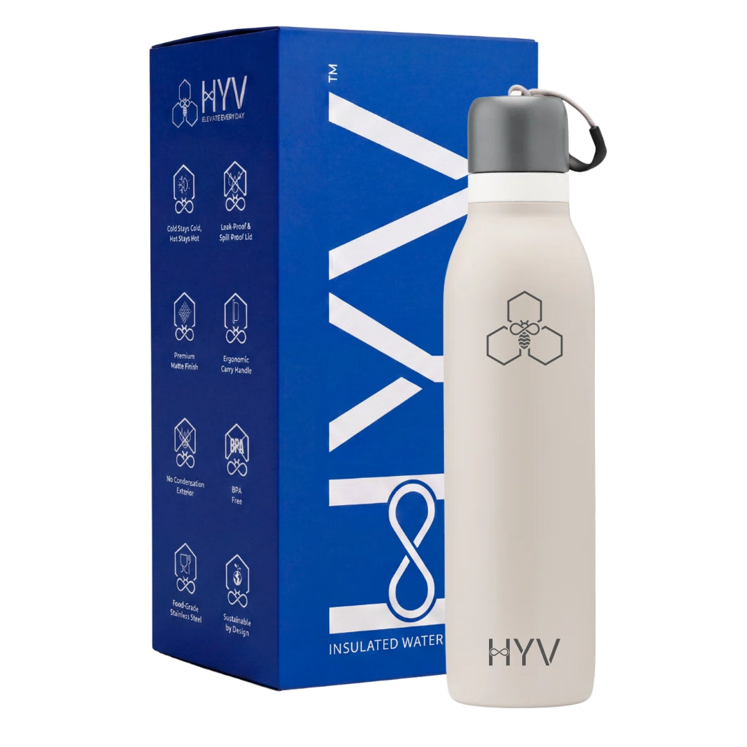 HYV DualFlow Slim – Insulated Water Bottle with 2-in-1 Chug & Sipper Lid | 750ml, Slim Cup-Holder Fit, Leakproof HYV Healthtech Private Ltd