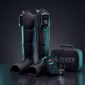 ReHYV Pulse Pro leg compression sleeves with integrated controller — hero kit