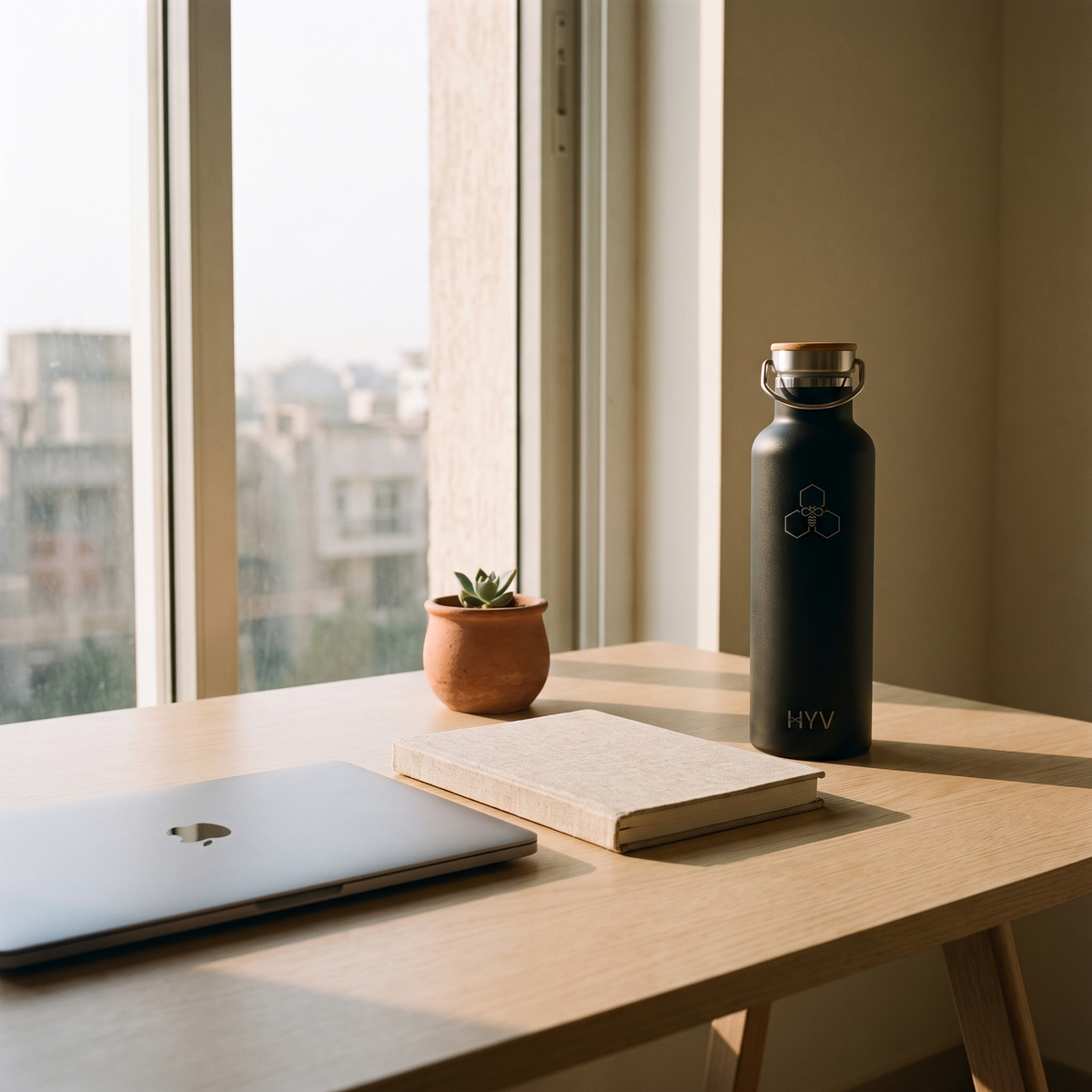 HYV SlimPro – Slim Insulated Water Bottle with Steel Lid & Handle | 750ml HYV