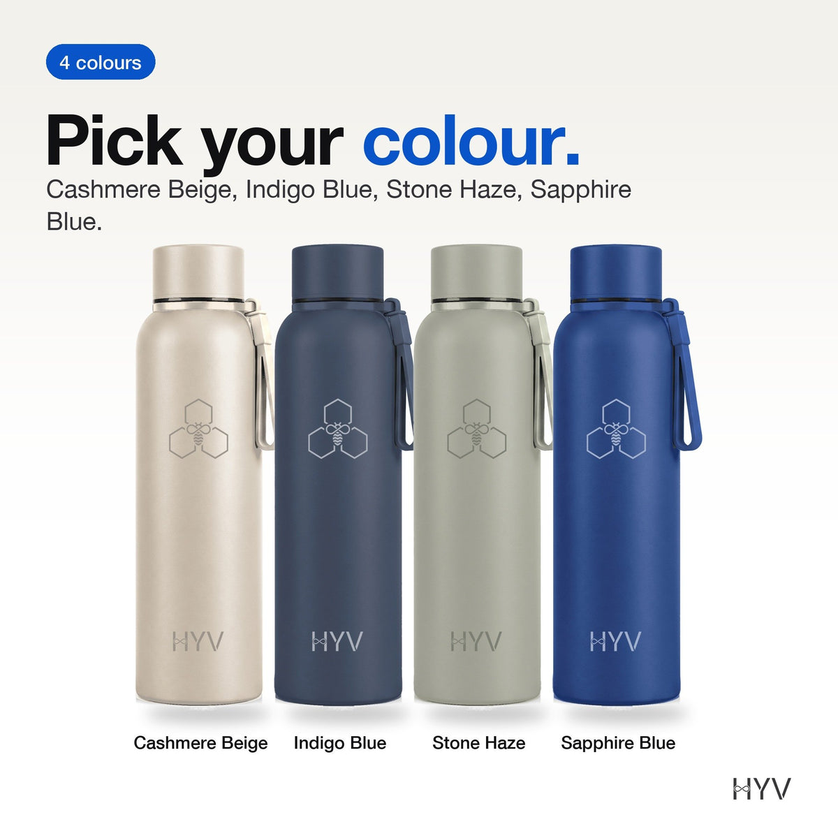 HYV CoreFlow: all four 1 litre colours side by side