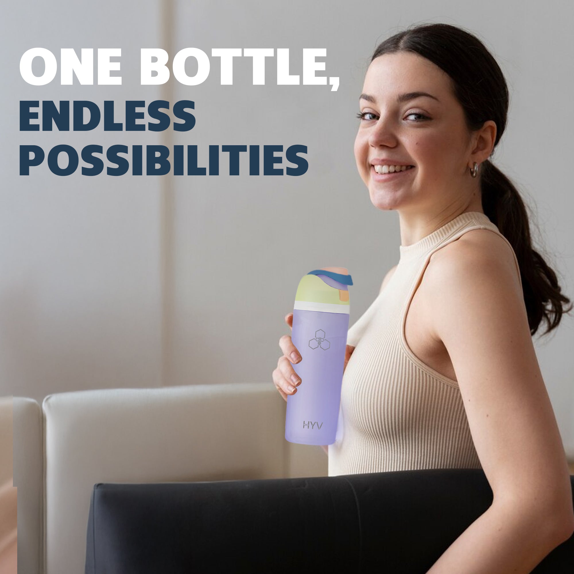 HYV DualFlow - Insulated Water Bottle with Chug & Sipper Cap (710ml) - HYV