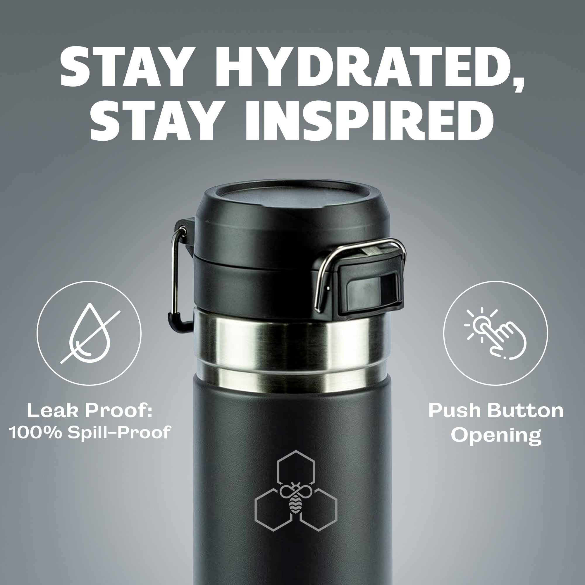 HYV FlipFlow - Insulated Water Bottle with Quick - Flip Lid (710ml) - HYV