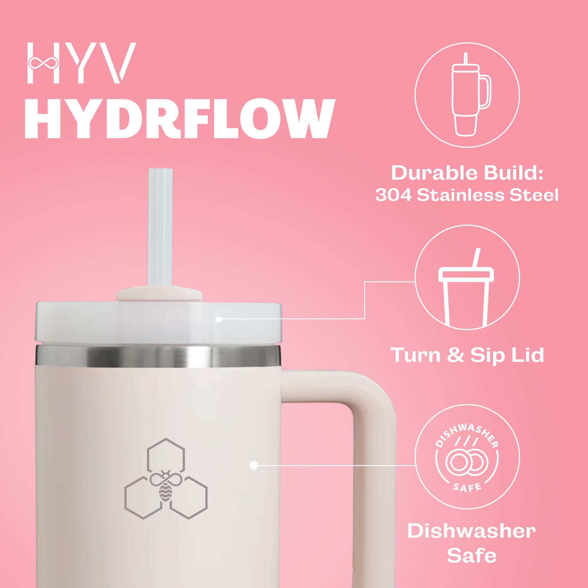 HYV HydroFlow - Insulated Tumbler with Turn - and - Sip Lid (1200ml) - HYV