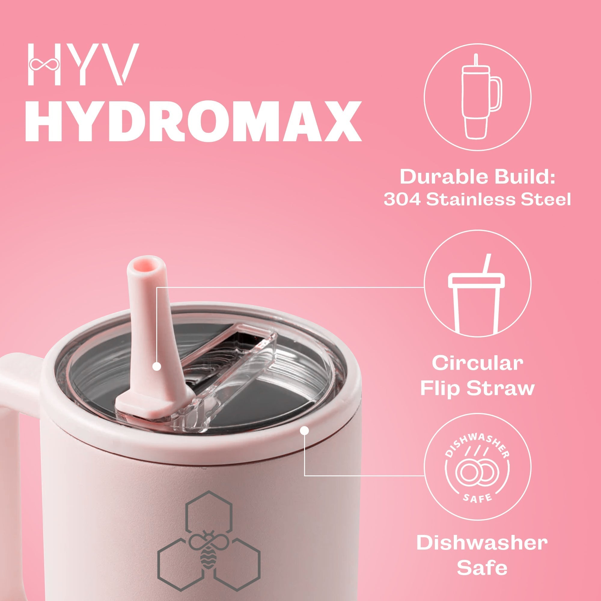 HYV HydroMax - Large Insulated Tumbler with Inbuilt Straw Lid (1200ml) - HYV