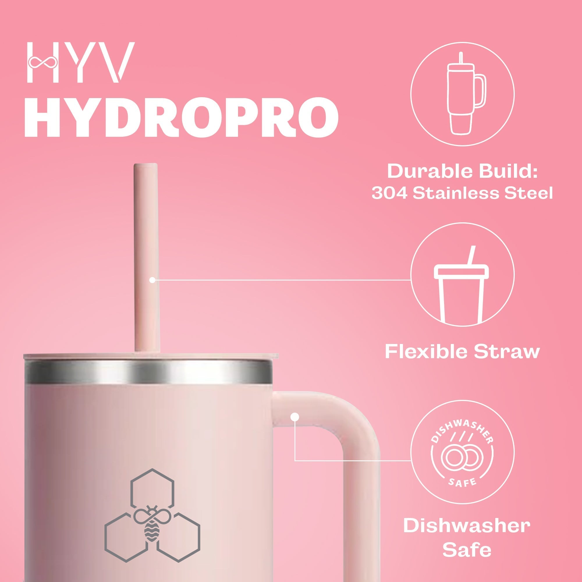 HYV HydroPro - Insulated Tumbler with Inbuilt Straw Lid (1200ml) - HYV
