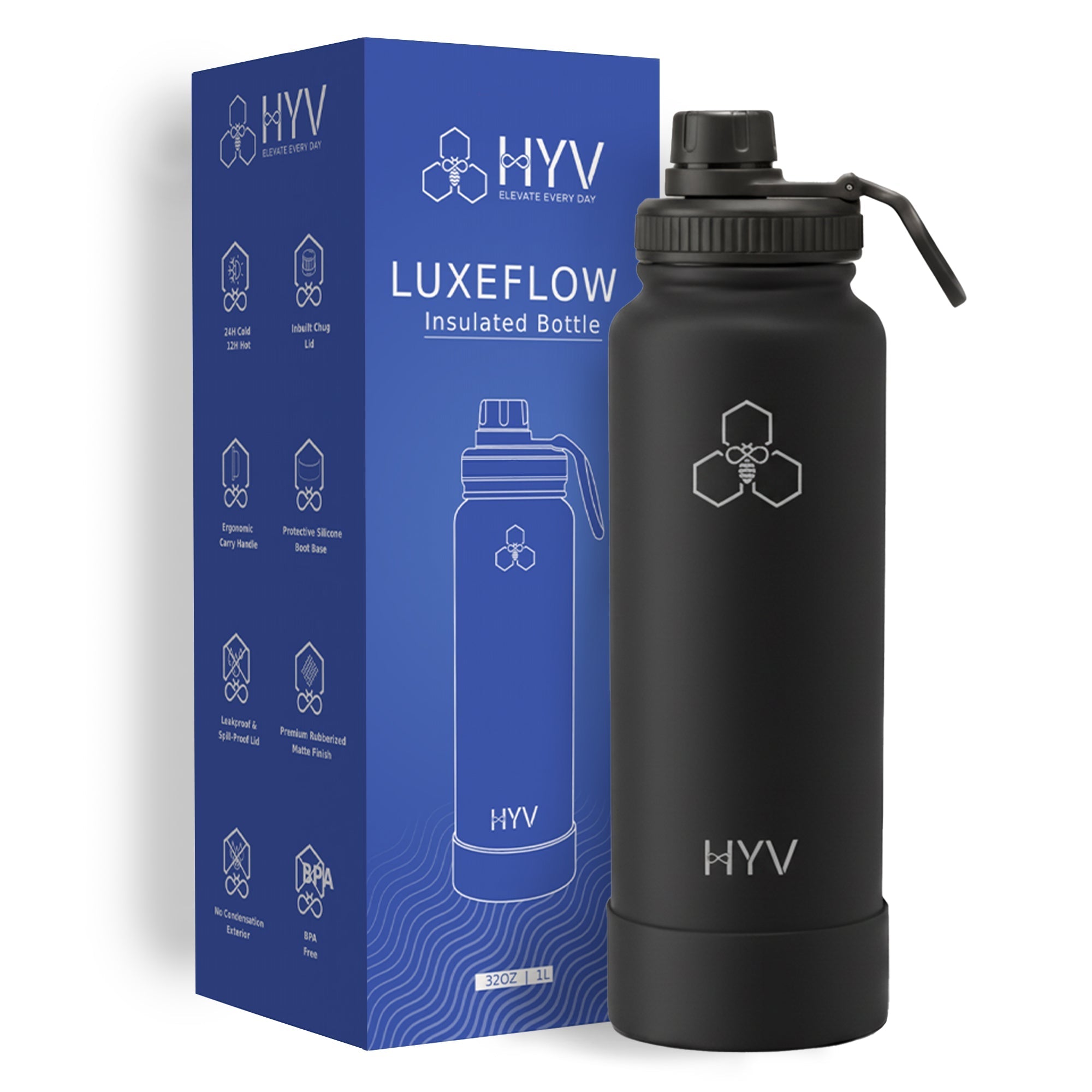 HYV LuxeFlow Replacement Lid in Midnight Black