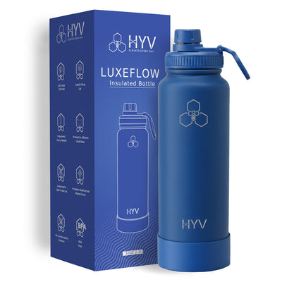HYV LuxeFlow – Premium Insulated Water Bottle with Chug Cap | 1 Litre, BIS Certified