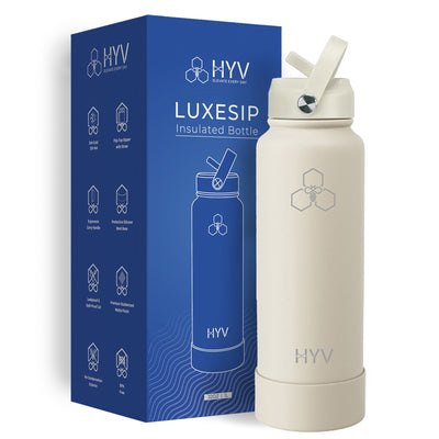 HYV LuxeSip – Premium Insulated Water Bottle with Sipper Cap | 1 Litre, BIS Certified