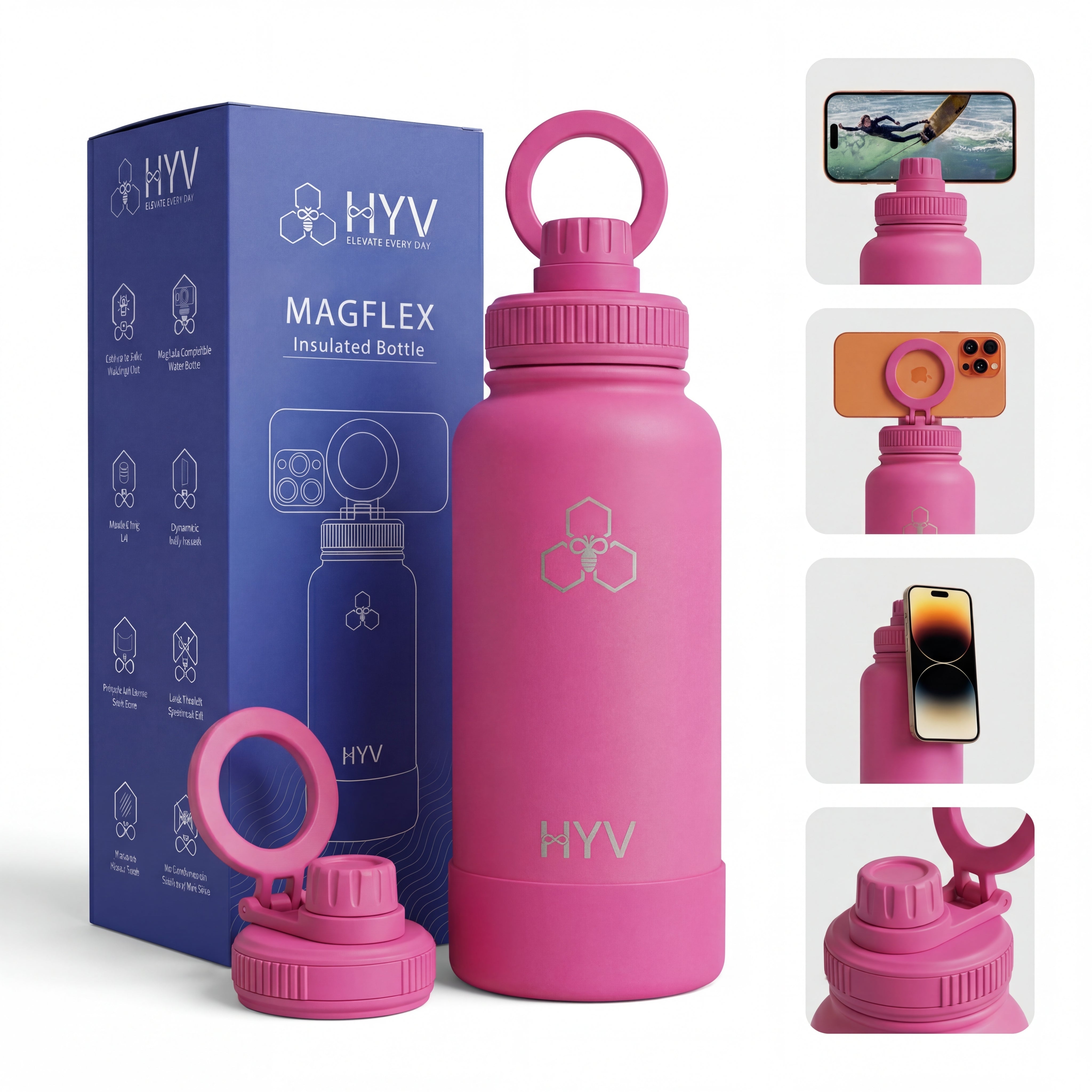 HYV MagFlex 1L MagSafe Bottle, Magnetic Chug + Matte