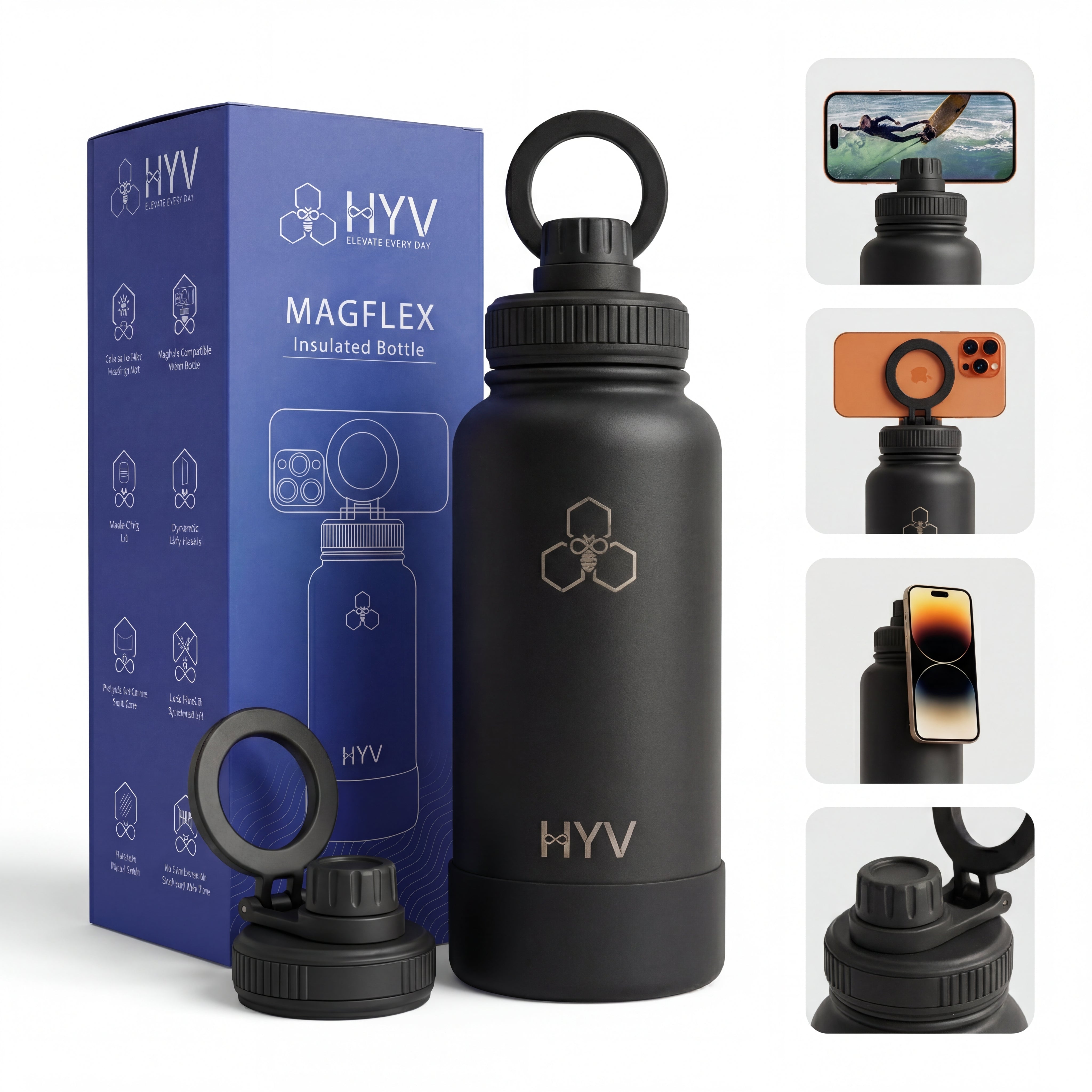 HYV MagFlex 1L MagSafe Bottle, Magnetic Chug + Matte