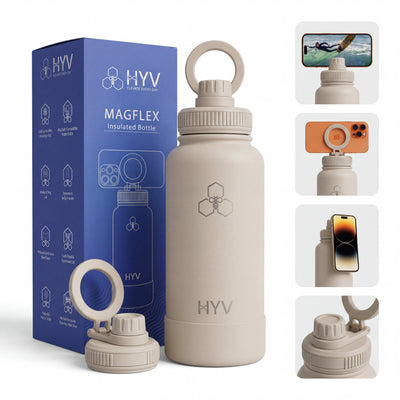 HYV MagFlex 1L – MagSafe Insulated Water Bottle | 1 Litre, BIS Certified, Magnetic Lid