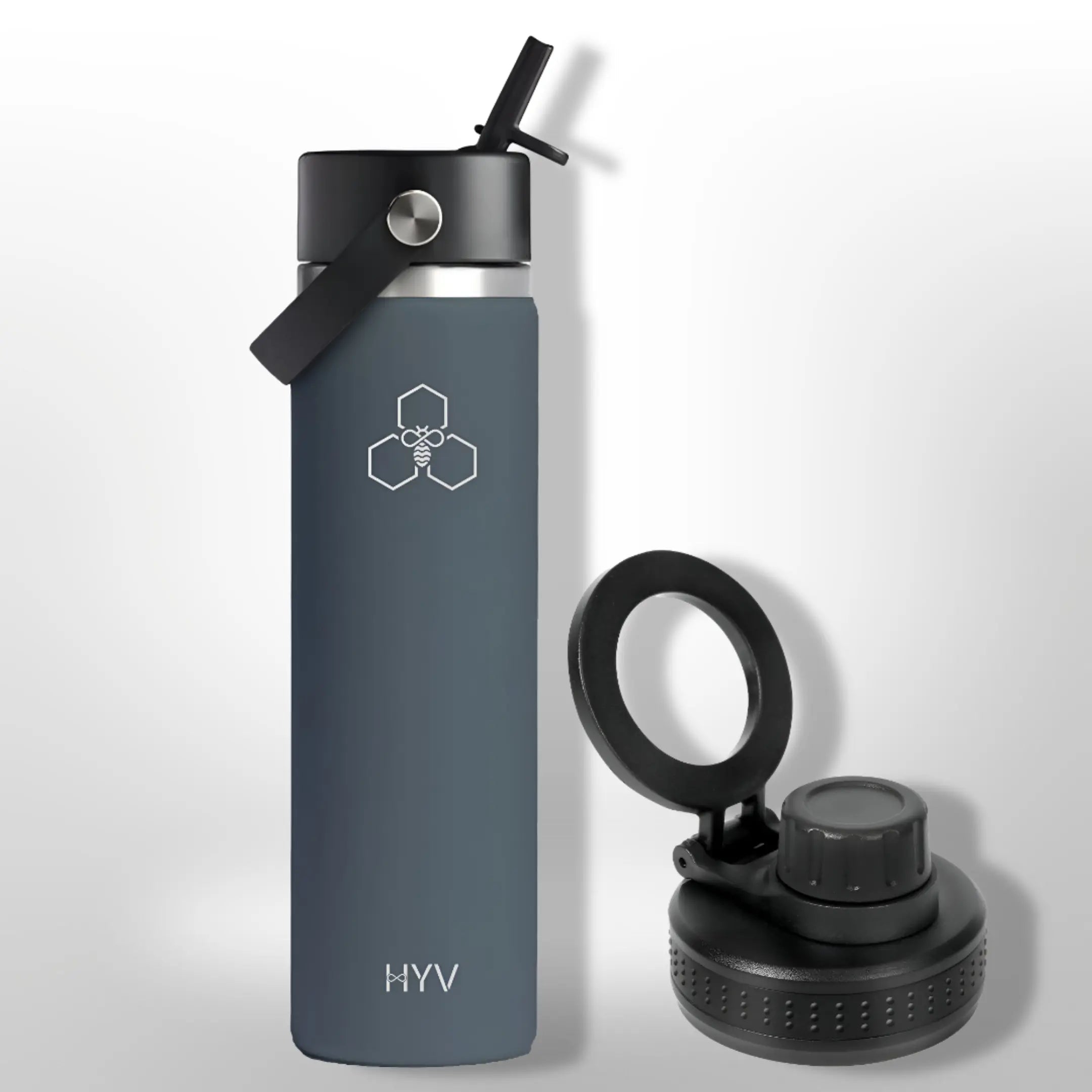HYV MagFlex - Insulated Bottle with Magnetic Lid, Chug & Sipper Cap (710ml) - HYV