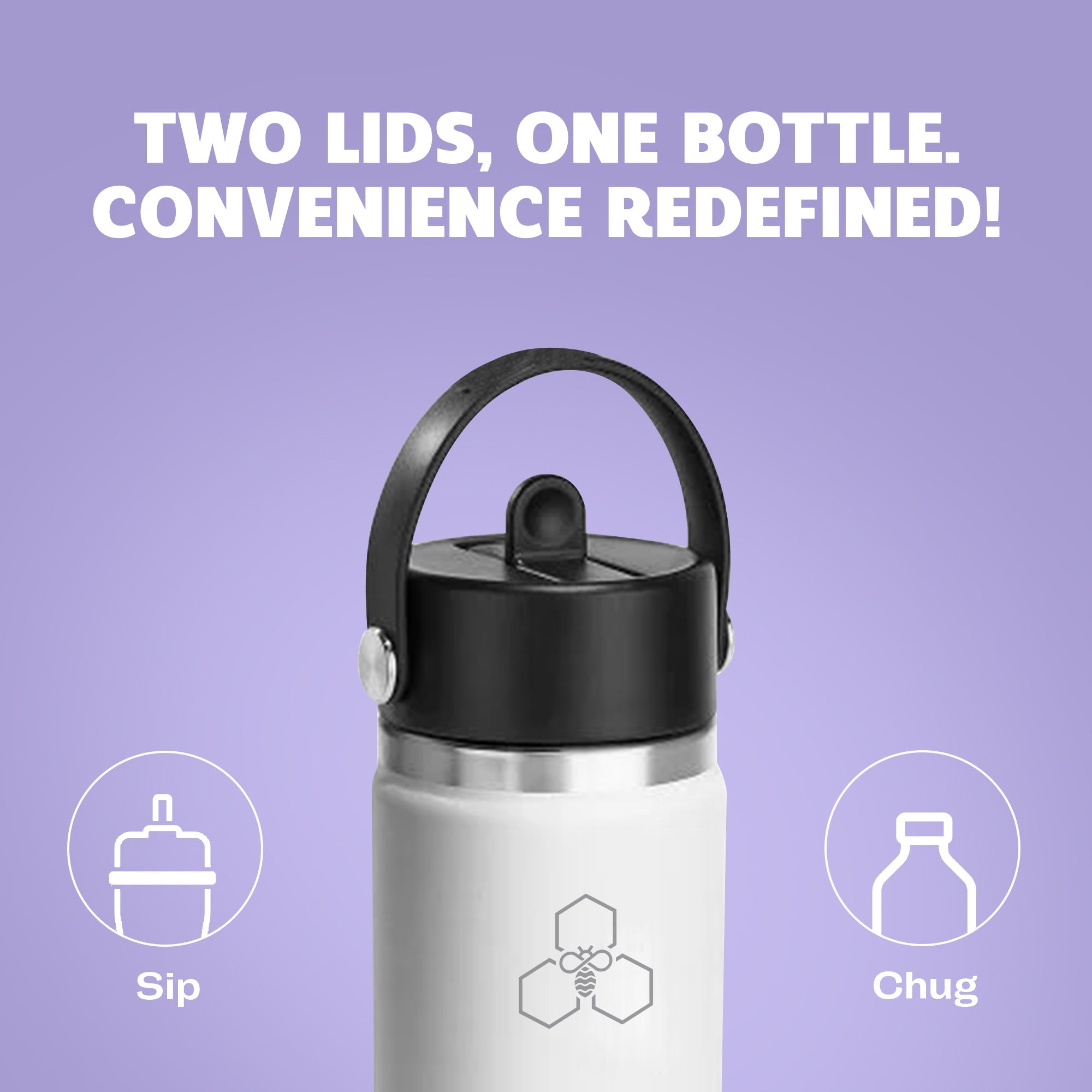 HYV MagFlex - Insulated Bottle with Magnetic Lid, Chug & Sipper Cap (710ml) - HYV