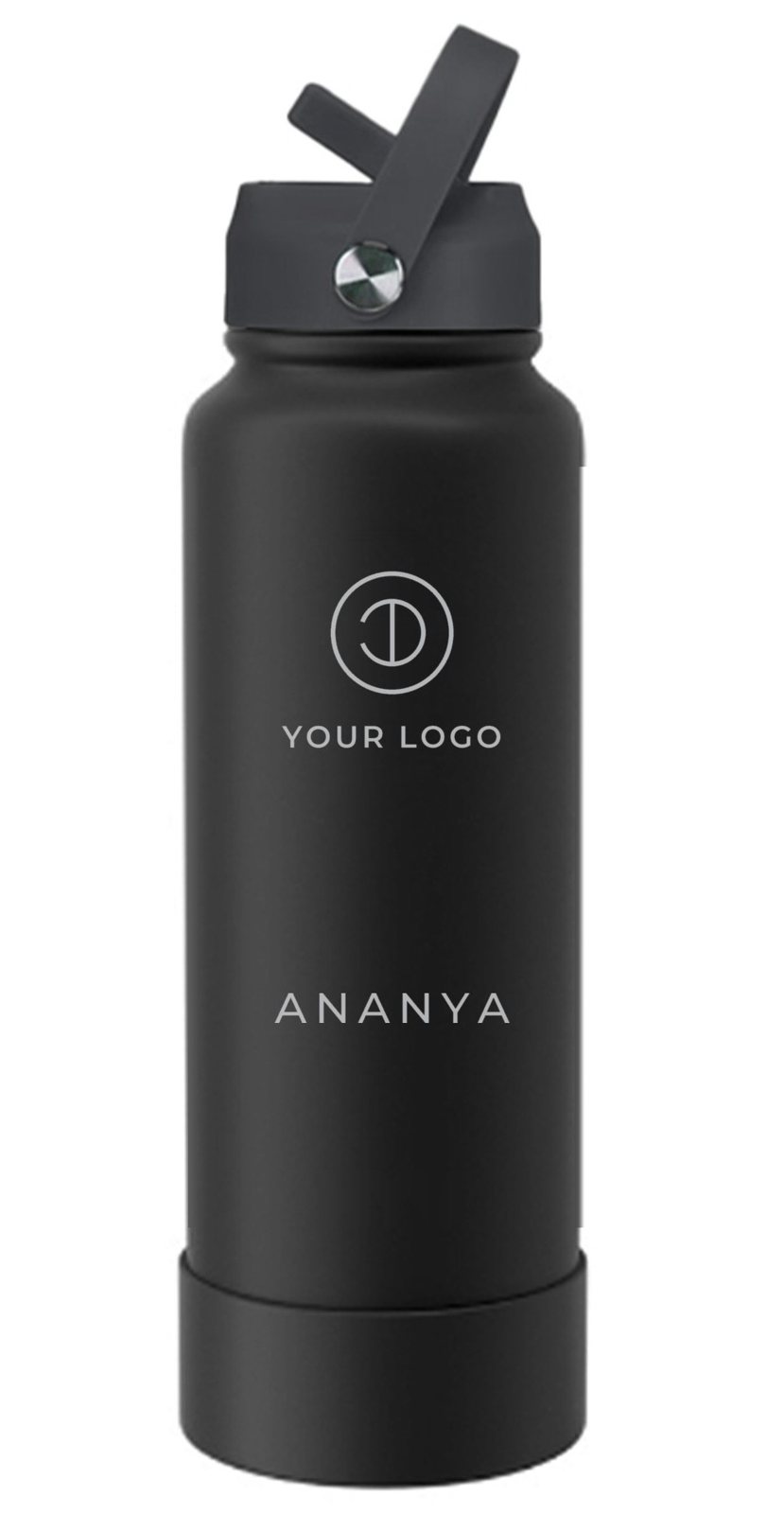 HYV LuxeSip in black with the name Ananya laser-etched on the body
